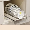 Smooth Sliding Kitchen Cabinet Rack Pull Out Dish Drying Drawer With Water Tray Drainer Stainless Steel Bowl Basket 2