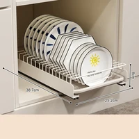 Smooth Sliding Kitchen Cabinet Rack Pull Out Dish Drying Drawer With Water Tray Drainer Stainless Steel Bowl Basket 2