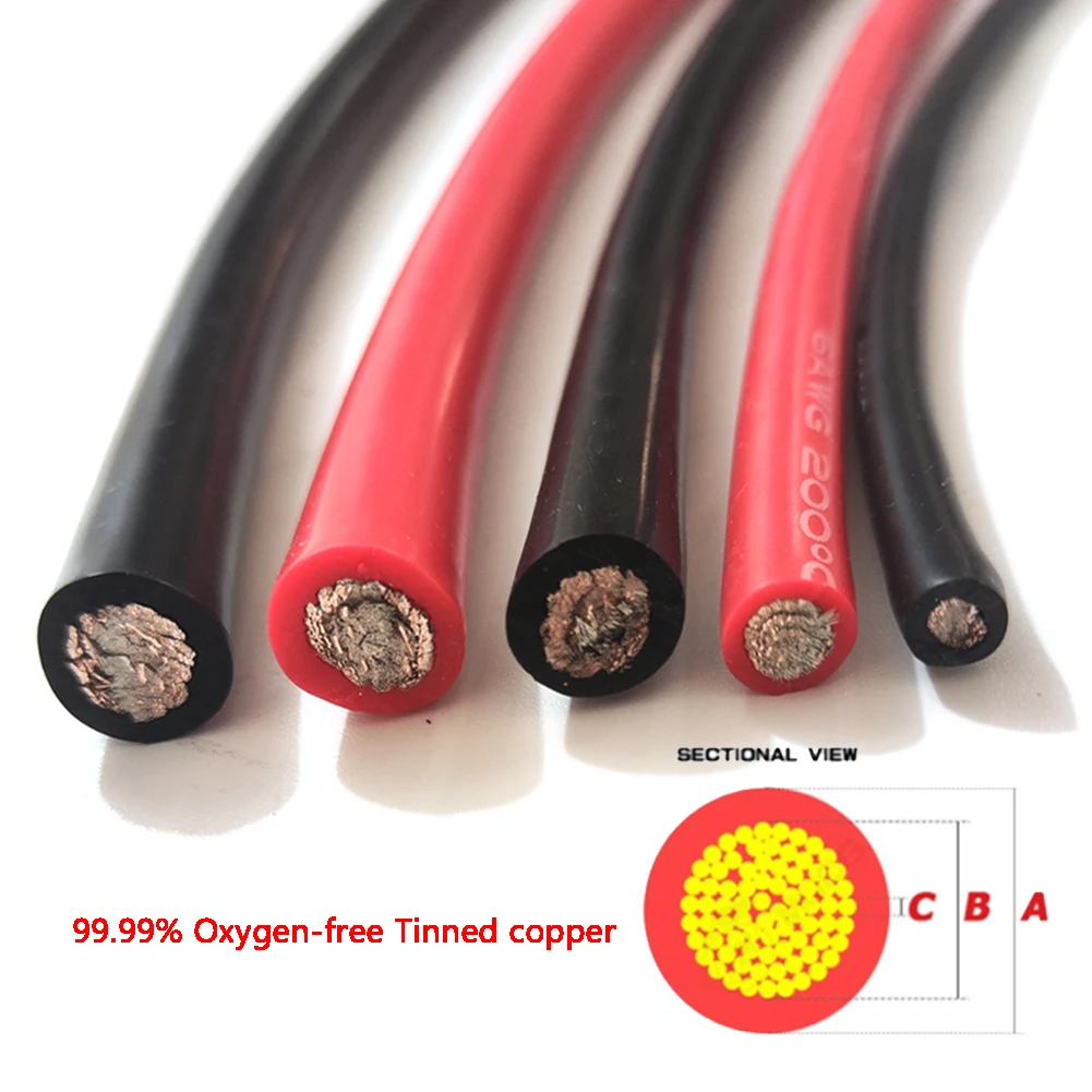 Super Flexible Silicone Wire 24awg 22 20 18awg 16awg 14awg 12awg 10awg 8AWG Heat Resistant Electric Wire Tin-plated Copper Cable