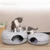 Cat Donut Sleeping Interactive Round Small Cat Tunnel Nest Felt Kittens Bed House Scratcher Pet Toy for Cats 5
