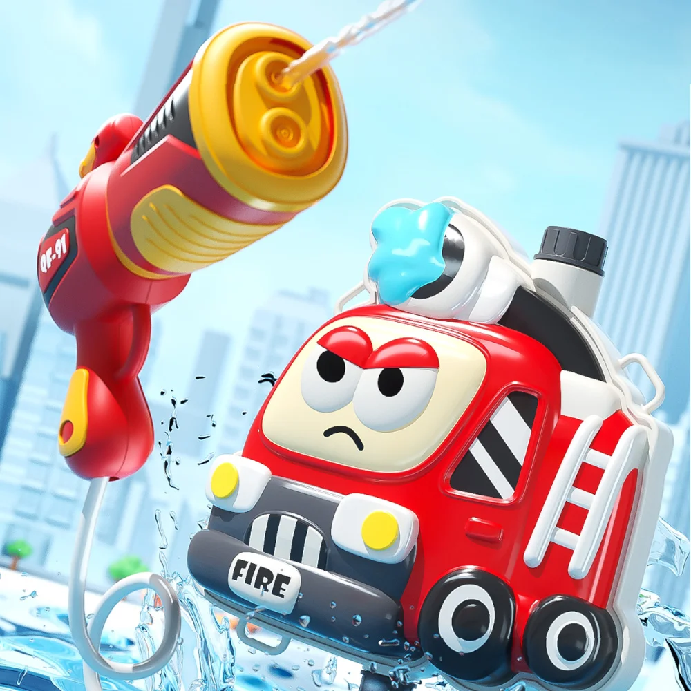 1 Set Cartoon Backpack Water Gun Fire Truck Airplane Summer Vacation Beach Water Children's Toy Water Gun