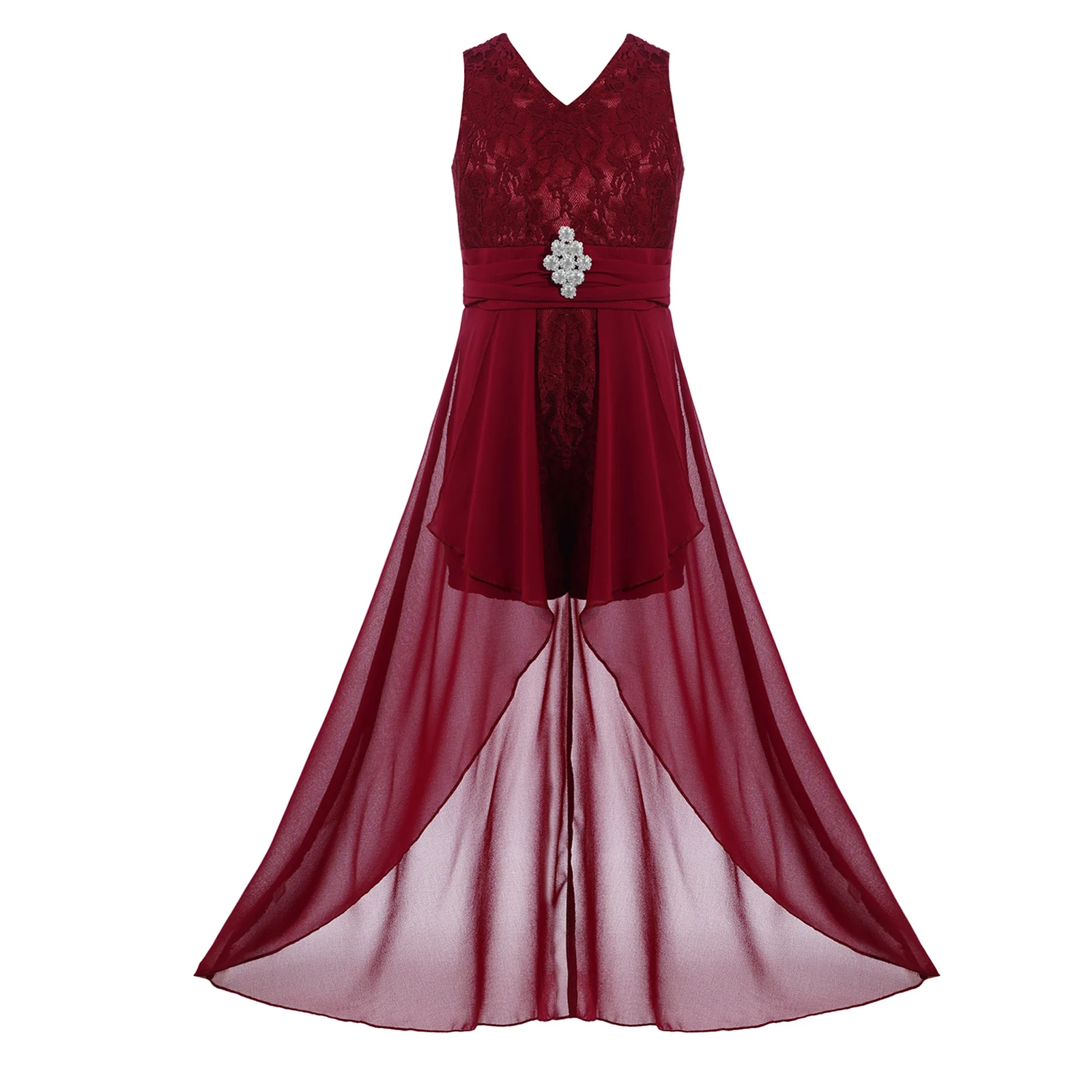 Vestido De Fiesta Para Niñas - Mono Sin Mangas Con Falda Asimétrica (Tallas 5-16 Años)