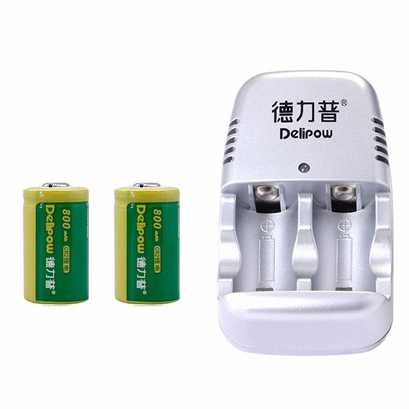 2pcs Cr2 3v Rechargeable Lithium Battery Rangefinder Flashlight Accessories With Charger Power