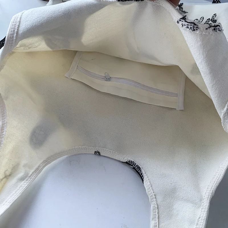 Embroidered canvas bag for leisure travel, women's bag for artistic, large capacity, versatile, one shoulder convenient bag, student bag_voghion.com