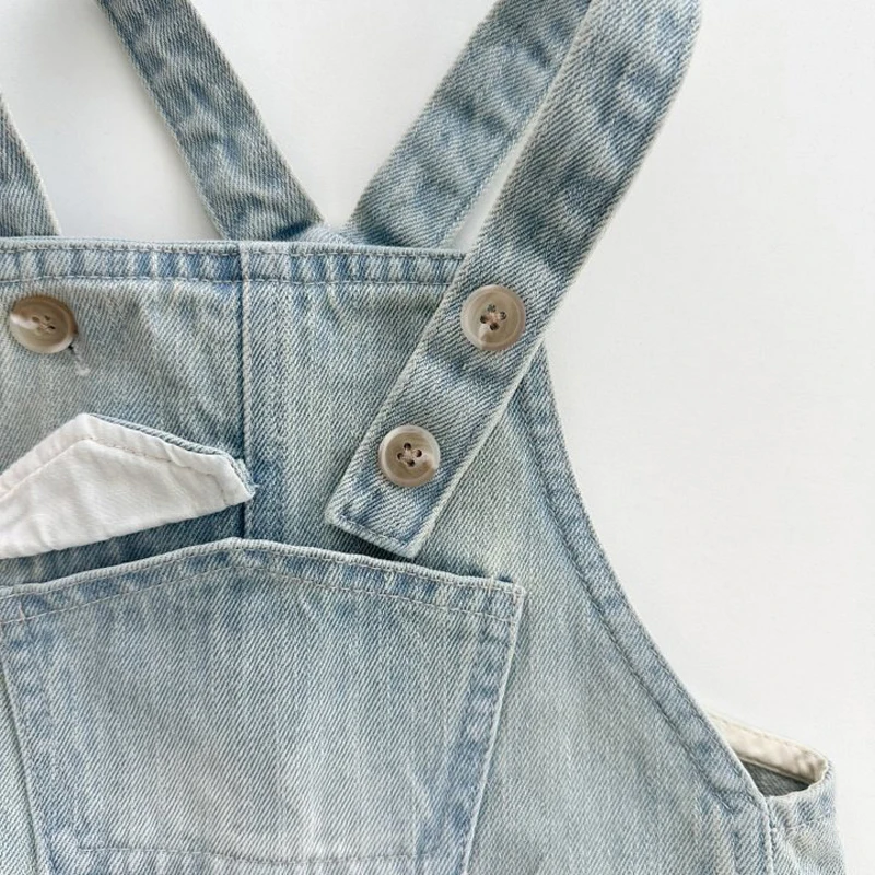 Spring Autumn Children's Wear Strap Pants Children's Solid Denim Pants Infant Jumpsuit Clothing Boy Girls Kids Overalls 2-6T