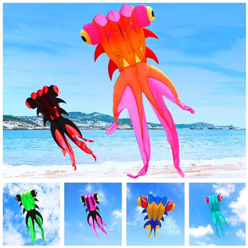 free shipping 10m goldfish  kite software nylon ripstop outdoor toys flying kites for adults large kite  octopus jellyfish