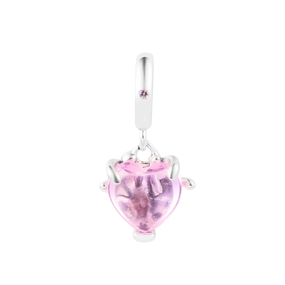 

Free Shipping Pink Family Tree & Heart 925 Original Silver Beads for Jewelry Making Collier Pendant DIY Bracelets For Woman