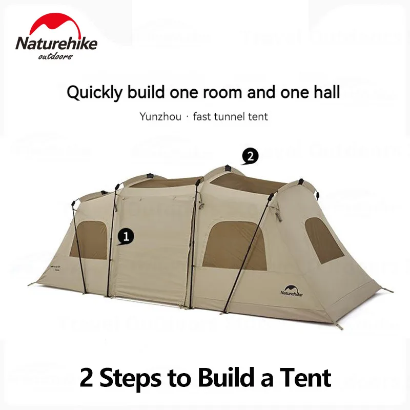 Naturehike 3 Persons Fast Build Tunnel Tent Outdoors All-in-one 3 Foyers  Camping Tent 210d Oxford Cloth Silver Coating Pu2000mm - Tents - AliExpress