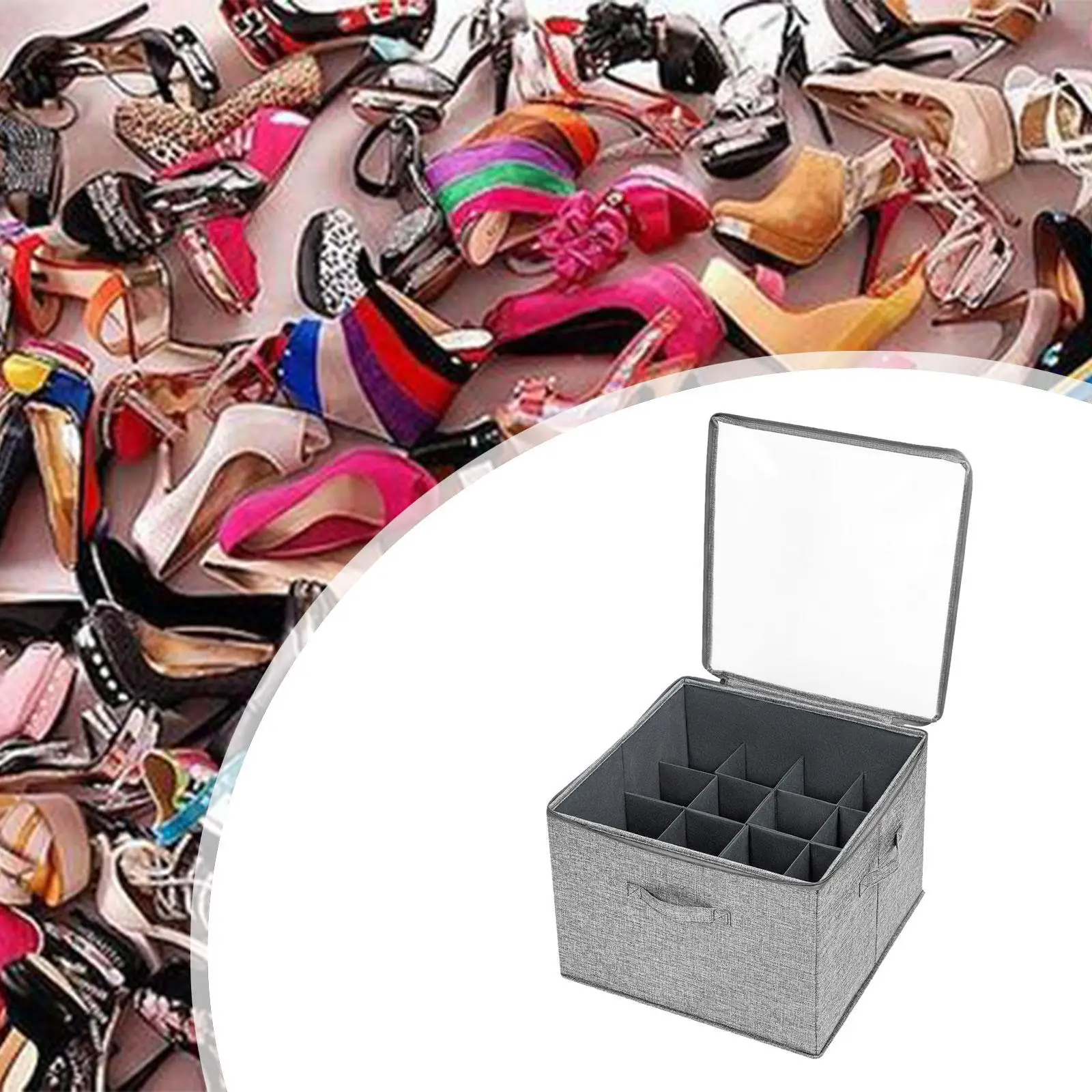 Shoe Storage Container 16 Compartments Folding for Loafers Flip Flops Flats 4
