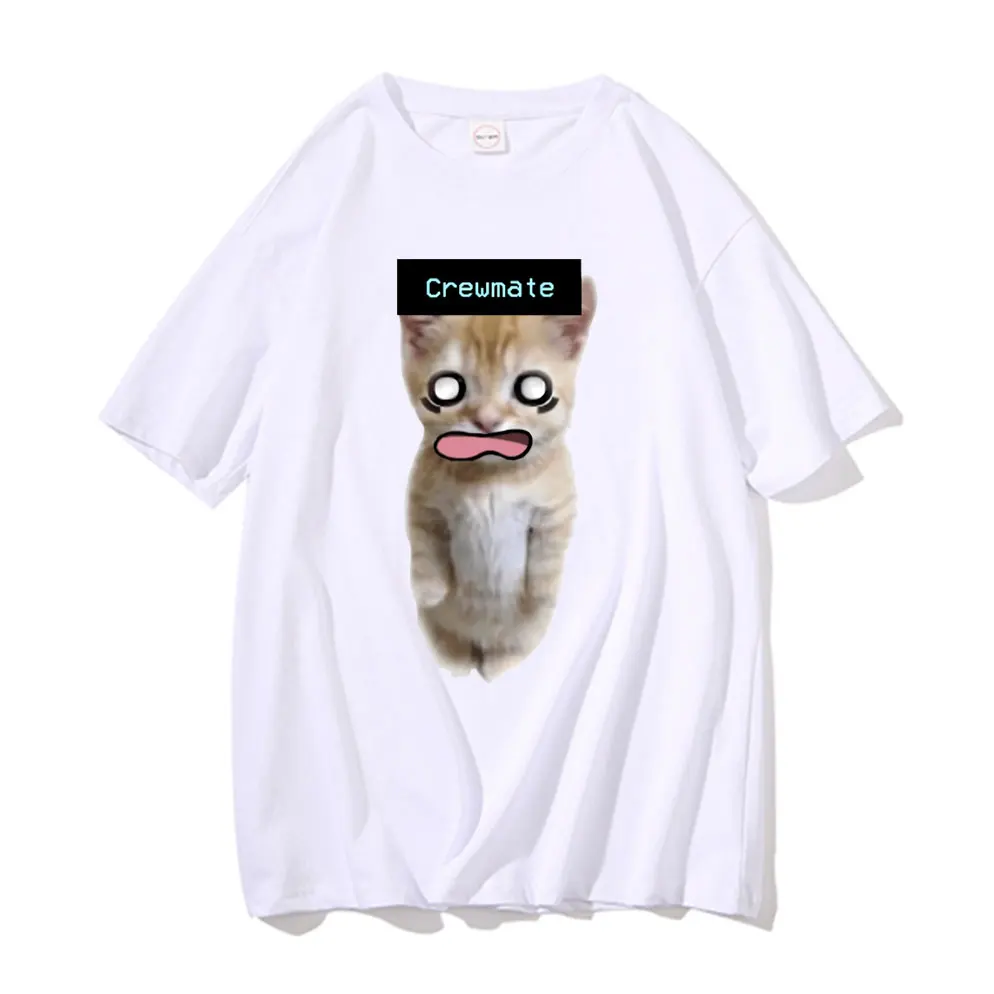 Divertente Cato Sad Munchkin Cat Crewmate Graphic T-Shirt Uomo Donna Casual Maglietta In Puro Cotone Manica Corta Maglietta Oversize Maschile Y2K