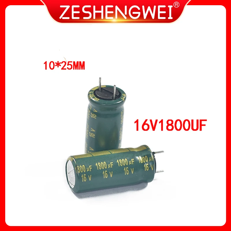 10Pcs Electrolytic Capacitor 16V1800UF 16V 1800UF 10X20 mm High Frequency Low ESR Aluminum Capacitors