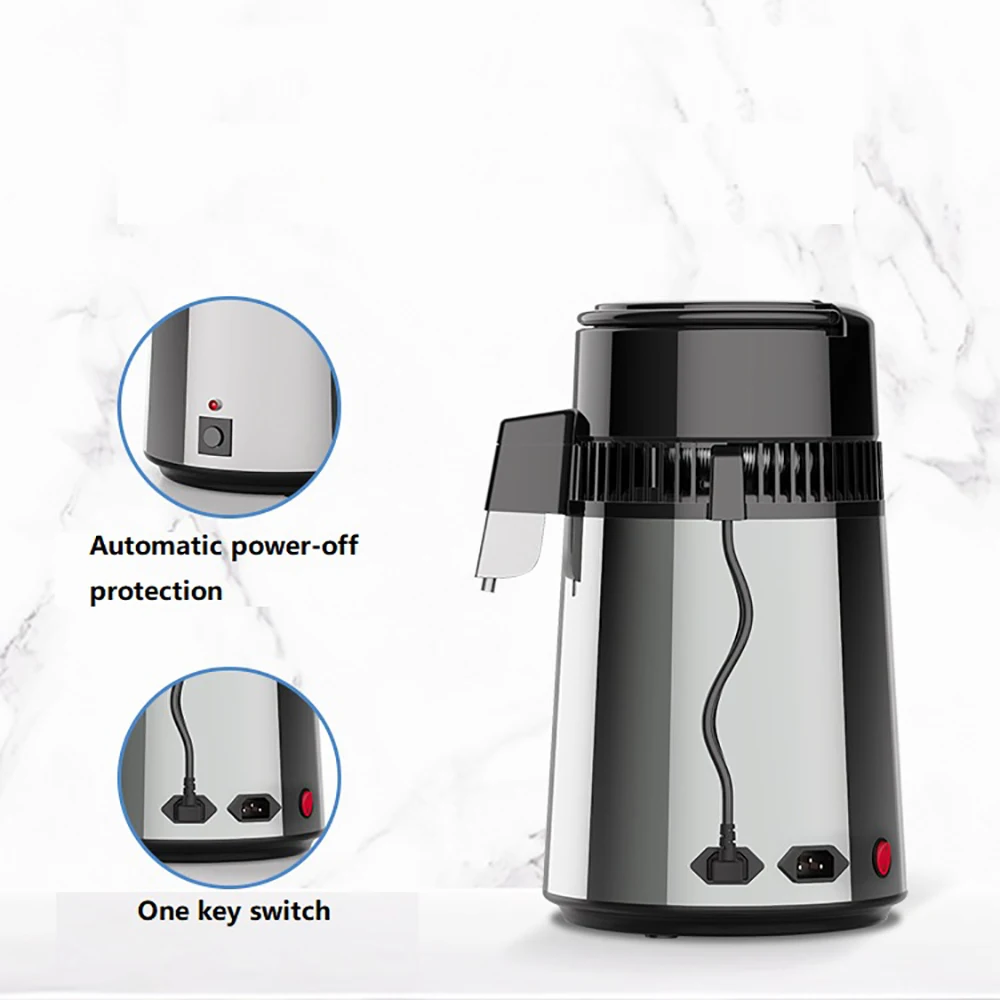 4L Pure Water Distiller Dental Distilled Water Machine Filter Stainless Steel 750W Electric Distillation Purifier Jug 110V 220V
