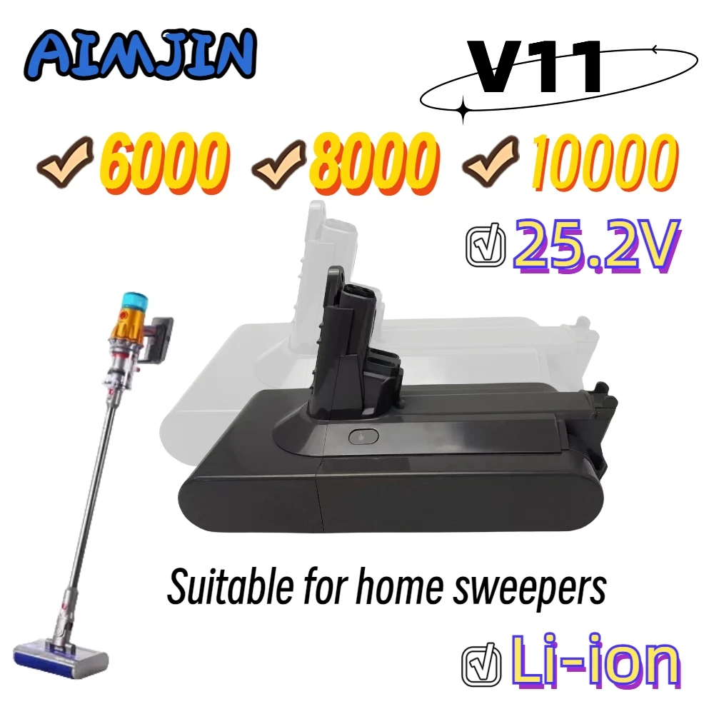 

Литий-ионный аккумулятор для пылесоса Dyson V11, 6000 мАч, 8000 мАч, 10000 мАч