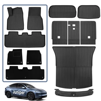 For Tesla Model Y Juniper Accseeories TPE Floor Mats with Carpets Waterproof Cargo Liner for Tesla Model Y Juniper 2025 2026 1