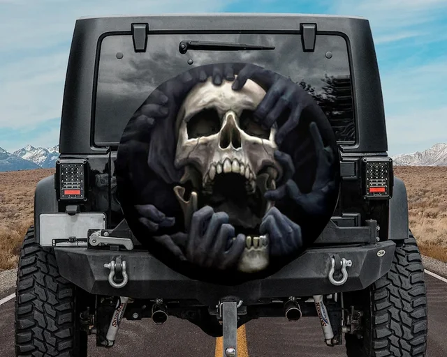 Skull Spare Tire Cover Sugar Skull Lover Jeep Spare Tire Cover Halloween Gift Funny Jeep Gifts Backup Camera or Not All Cover