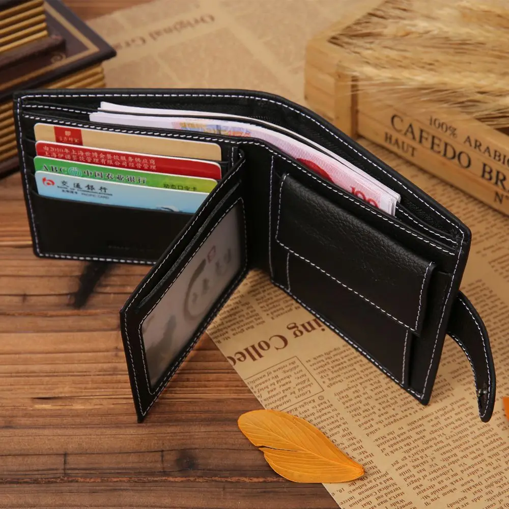 

Retro Simple Card Bag Coin Purse Money Pocket Purse Simple Snap Button Bag Korean Style Wallets Men Wallets PU Clutch Bag