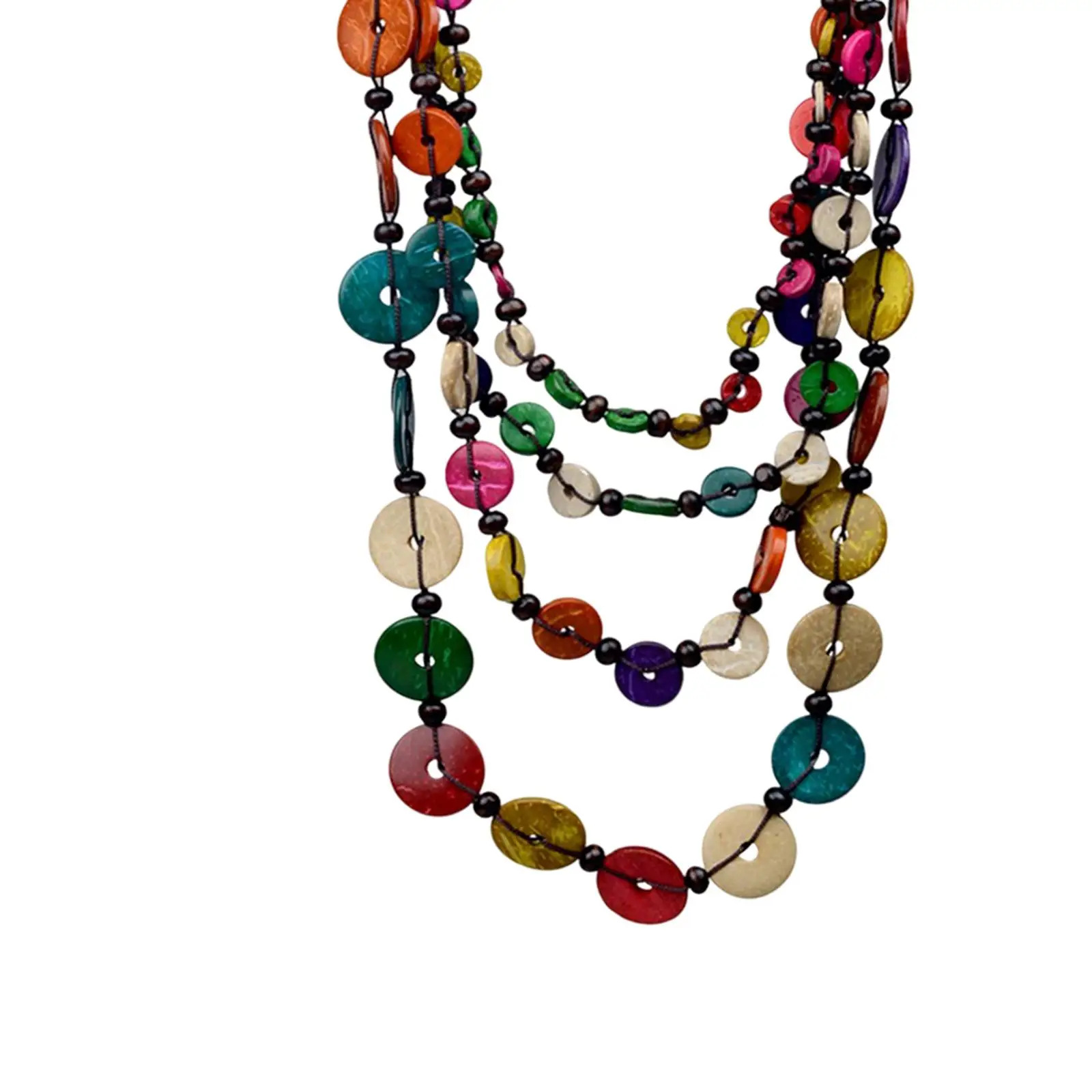 Layered Necklace Pendant Women Statement 31.5inch Chain Beaded for Dating Beach vacation