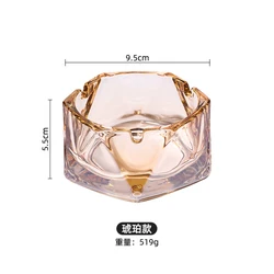 Luxury Crystal Glass Ashtray with Cover - Elegant Living Room & Office Decor (Amber)