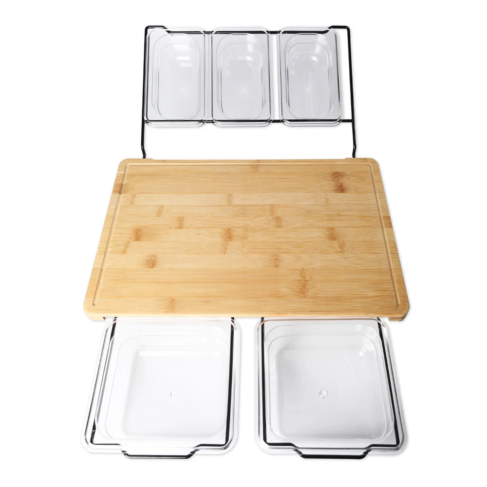 Bamboo Cutting Board with Slide-Out Trays 6 | Bamboo Cutting Board with Slide-Out Trays 6
