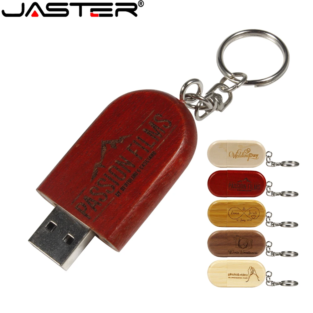 JASTER 나무 USB 2.0 플래시 드라이브 무료 맞춤형 로고 펜 드라이브 메모리 스틱 128GB/64GB/32GB/16GB 결혼 선물 노트북용 U 디스크