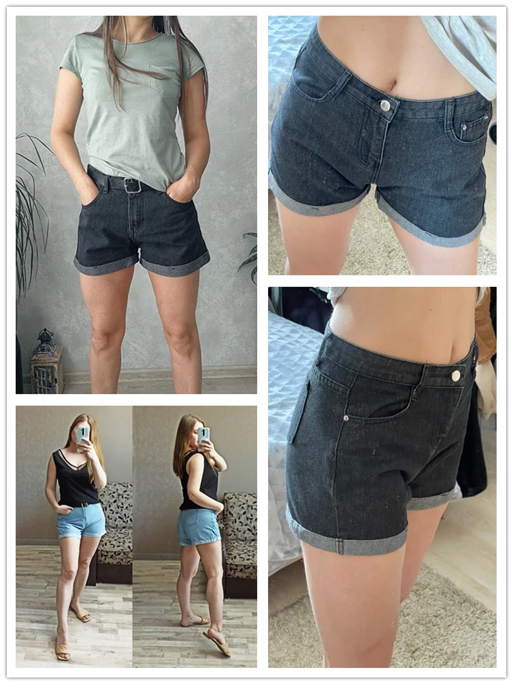 Ailegogo Streetwear High Waist Women Blue Denim Shorts With Belt Summer Casual Female Wide Leg  Size 2xl Jeans Shorts winter dresses for women