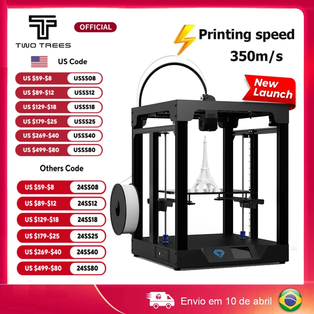 

Twotrees FDM 3D Printer High Speed Printer Flow Hotend Printing Speed 350MM /S Dual-gear Direct Drive Extruder Print PA/PC/PLA