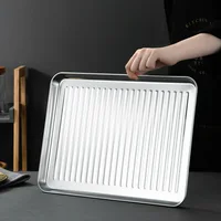 1Pcs Stainless Steel Baking Tray Rectangular Food Storage Pans BBQ Seafood Fruits Plate Kitchen Accessories 1