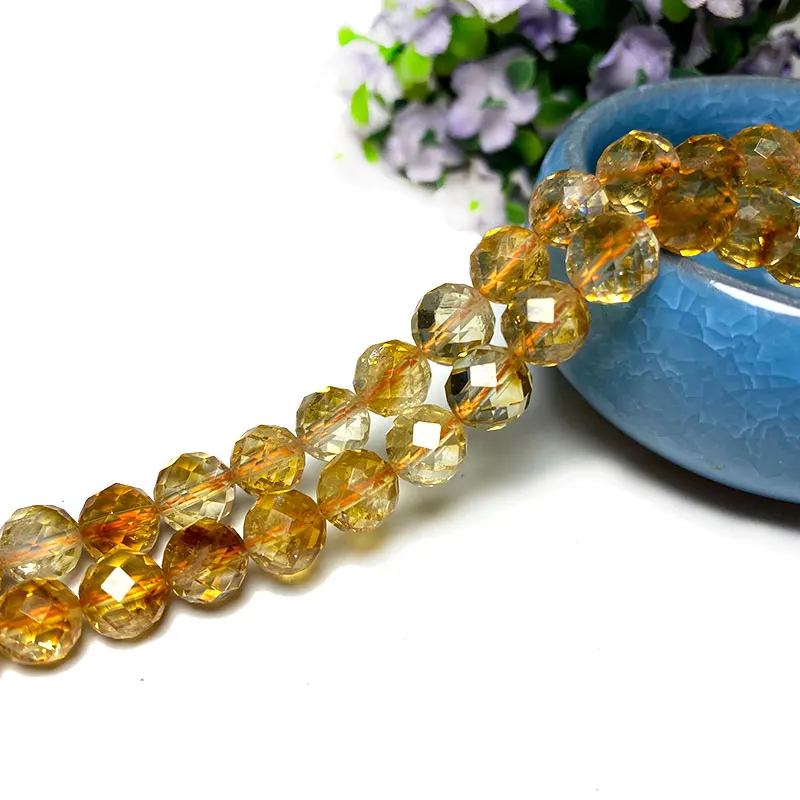 Fine 100% Natural Stone Faceted Citrine Yellow Round Gemstone Spacer Beads For Jewelry Making  DIY Bracelet Necklace 6/8/10MM 6