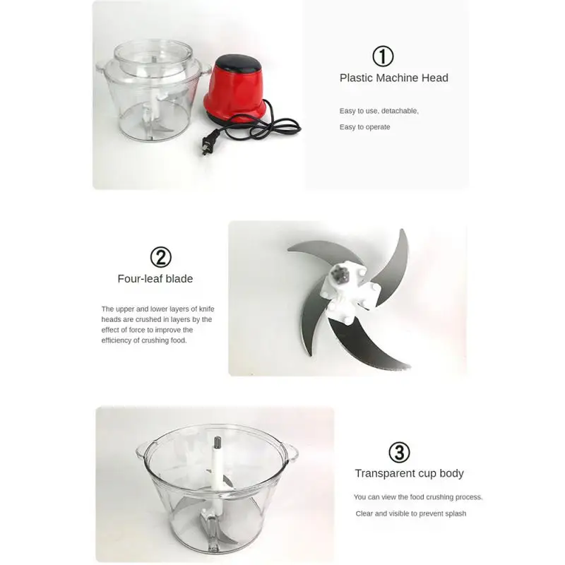 Food Mixing Shredder Food Grade Pc Garlic Vegetable Electric Minced Meat Minced Household Food Processor Meat Slicer Machine 2l 6