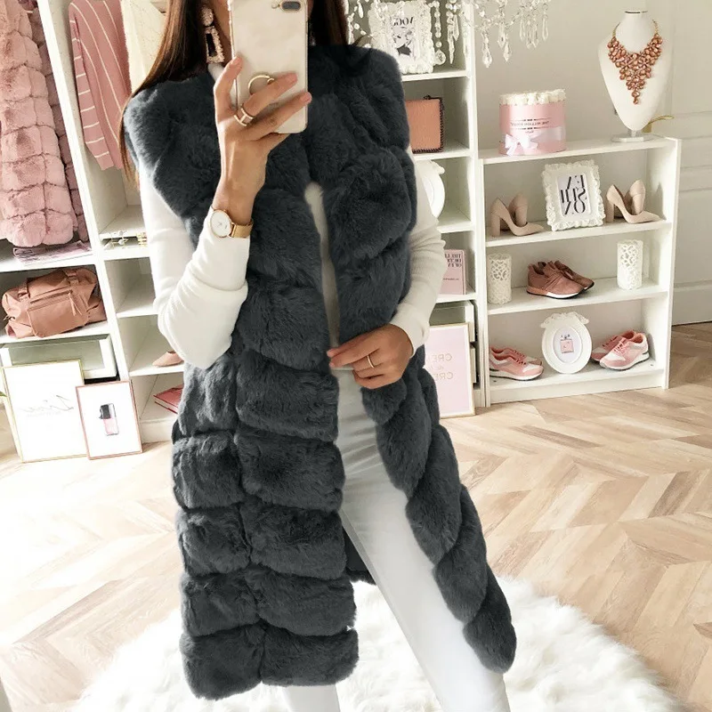 gilet long fourrure