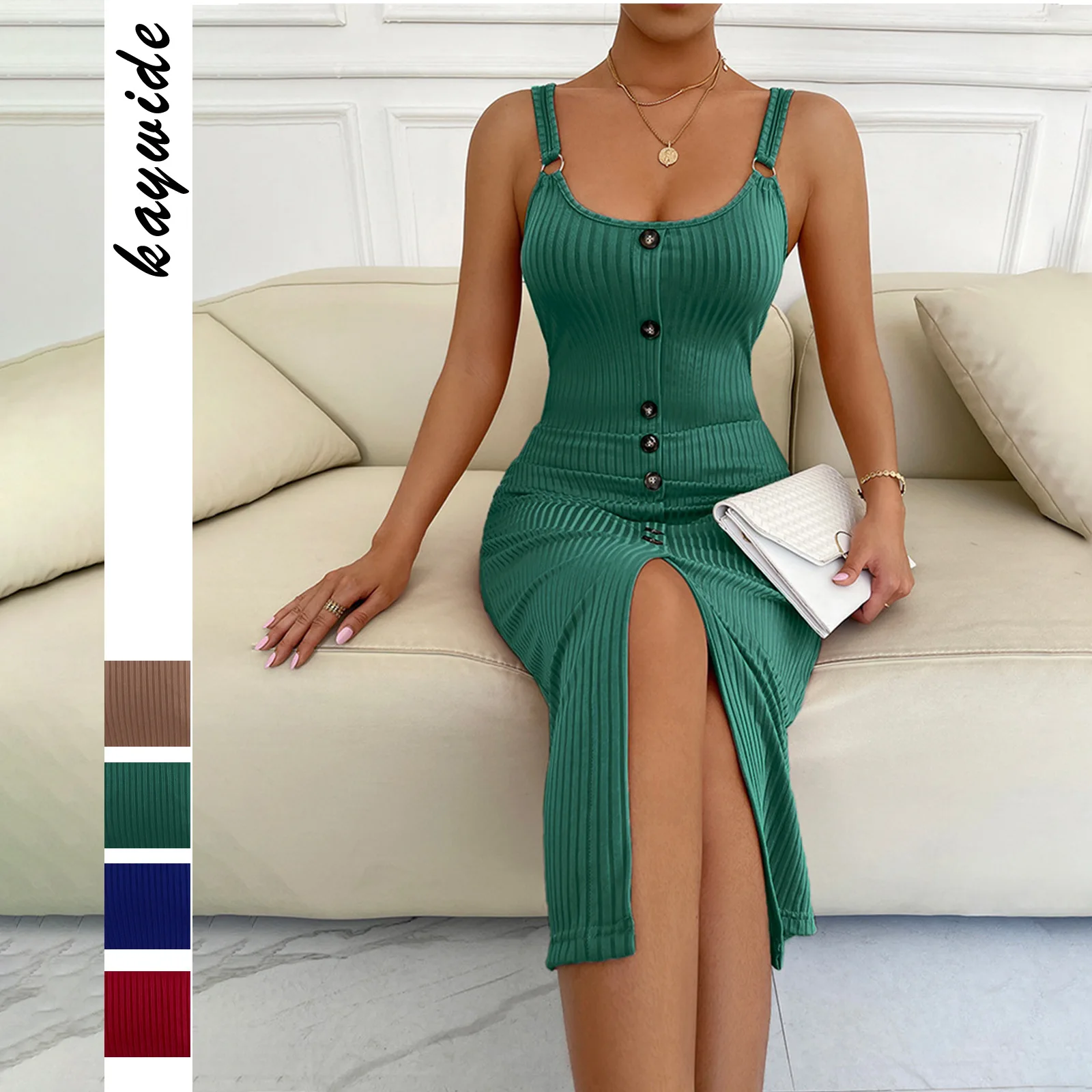 

Sling Dress Spring and Summer Slim Sexy Knit Split One-step Skirt