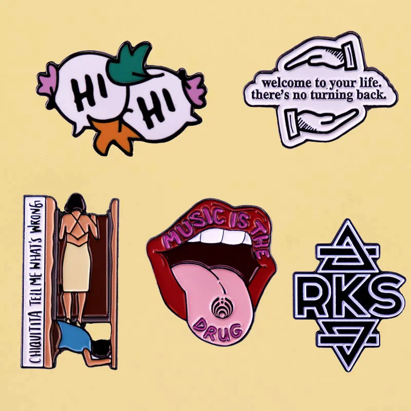 Creatività Cartoon Music Combination Badge Classic Band Sign Smalto Metal Pin Zaino Cappello Decorare Accessorio Singer Fan Gift