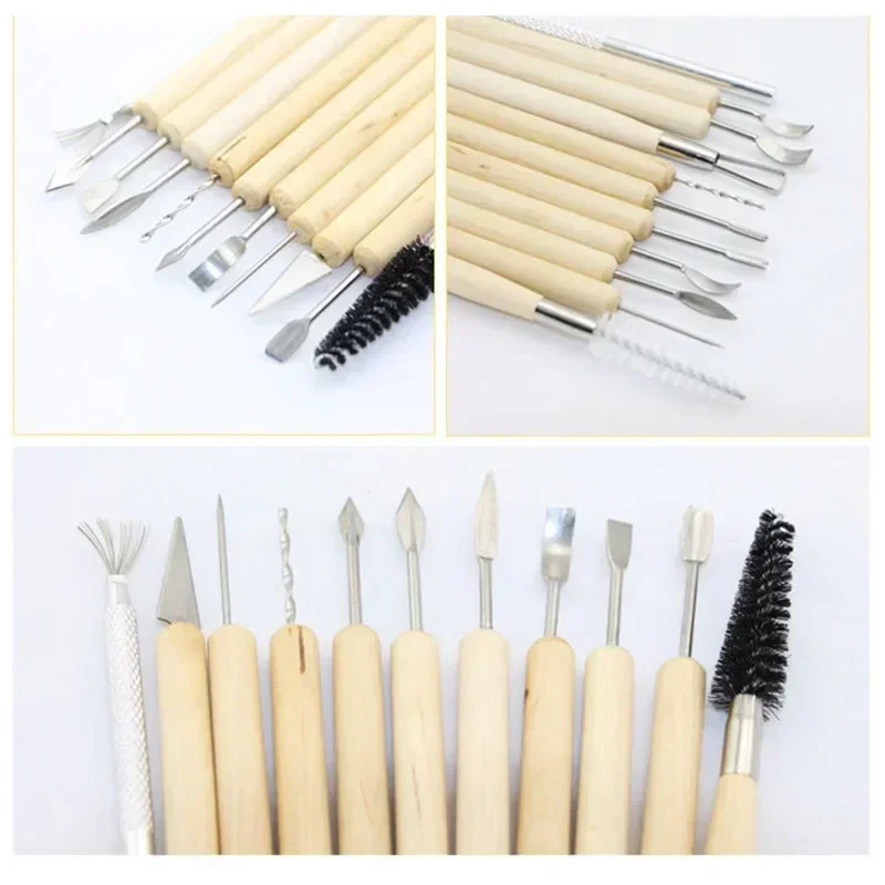DIY Pottery Tools Polymer Clay Cutter Tools Clay Sculpting Craft Sculpt Carving Ceramic Moldes 11pcs