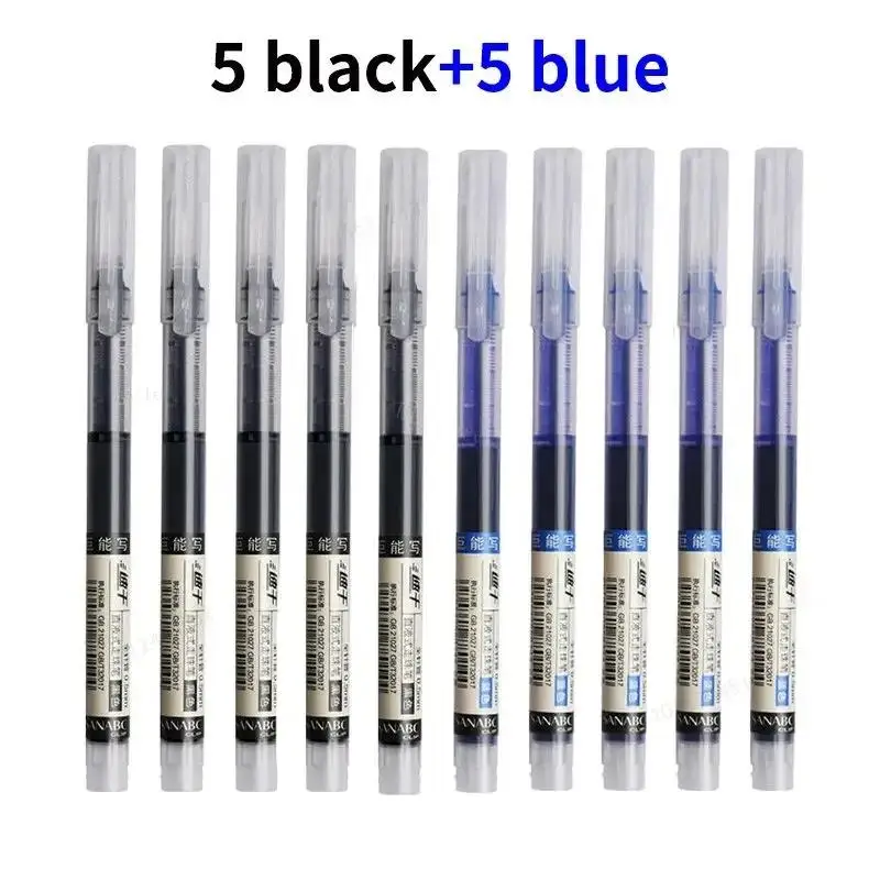 Vibrant 10-Color Gel Pen Set - Quick-Dry, Large Capacity 0.5mm for Writing & Office Supplies