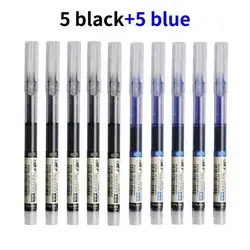 Vibrant 10 - Color Gel Pen Set - Quick - Dry, Large Capacity 0.5mm for Writing & Office Supplies (5 Black 5 Blue)