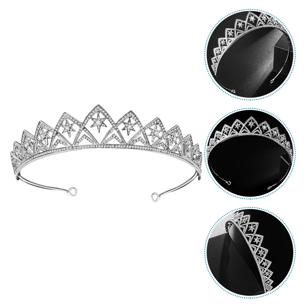 Crown Bridesmaid Wedding Rhinestones Party Hair Accessory Star Crown Headdress Headpiece Headwear