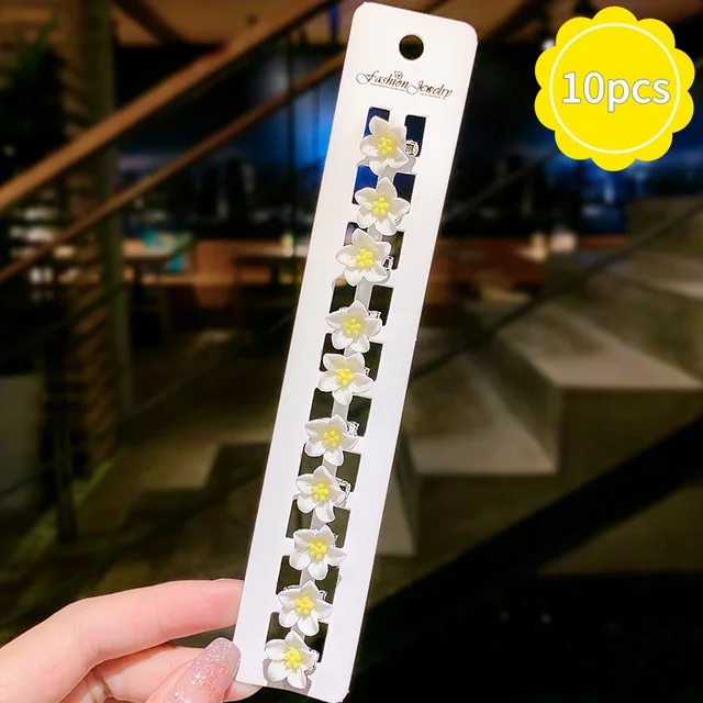 ncmama 12pcs/set Mini Rhinestone No-Slip Grips Hair Clips for Women Girls Glitter Teeth Metal Clamps Flower Hair Accessories 10pcs 02