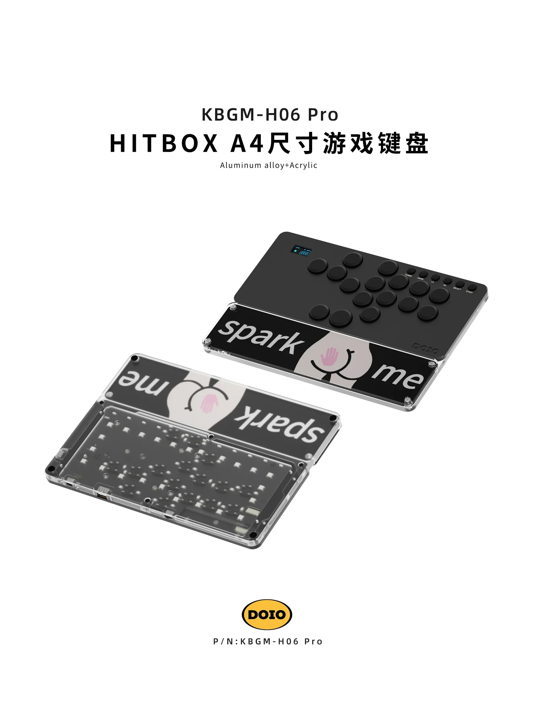 DOIO KBGM-H06 PRO HITBOX 게임용 키패드, 알루미늄 합금