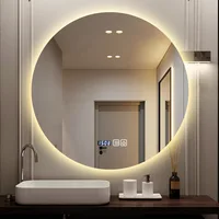Diameter 50CM Round Smart Bathroom Mirror Washstand Round Mirror Led Light Back Luminous Connection Power Supply High Definition - Image 2