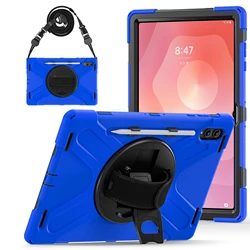 Rotating Stand Rugged Tablet Cover with Shoulder Strap for S12 Ultra 2026 (Blue)