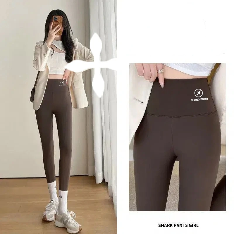 Women Sex Sharkskin Leggings Lamb Fleece Booty Lifting Leggings Tight-Fitting Pants Sports Fitness Slim High Waist Winter Pants