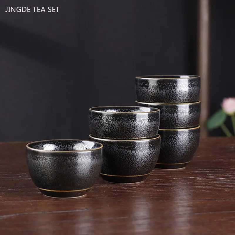 6pcs Traditional Ceramic Tea Set Retro Tea Cup Set Portable Zen Small Tea Bowl Custom Beauty Teacup Chinese Teaware Accessories