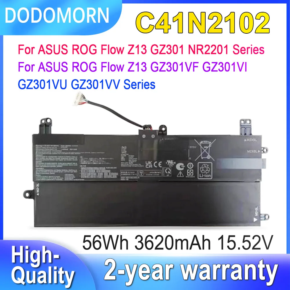

Аккумулятор DODOMORN C41N2102 для ноутбука ASUS ROG Flow Z13 GZ301 GZ301VF GZ301VI GZ301VU GZ301VV NR2201, 3620 мАч, 15,52 в, 56 Втч