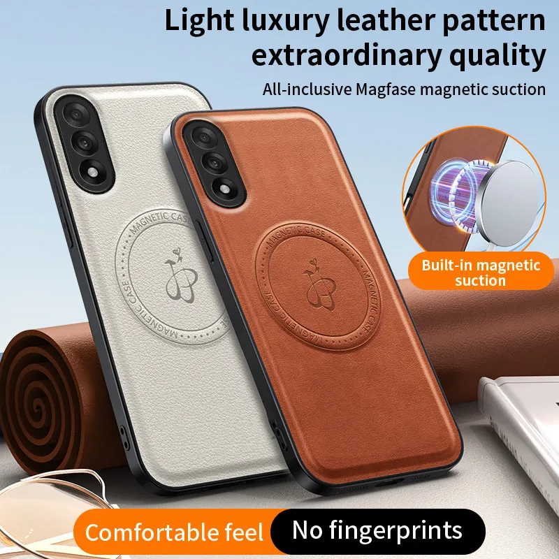 Magnetic Wireless Charging PU Leather Protective Case and Hard Back Cover