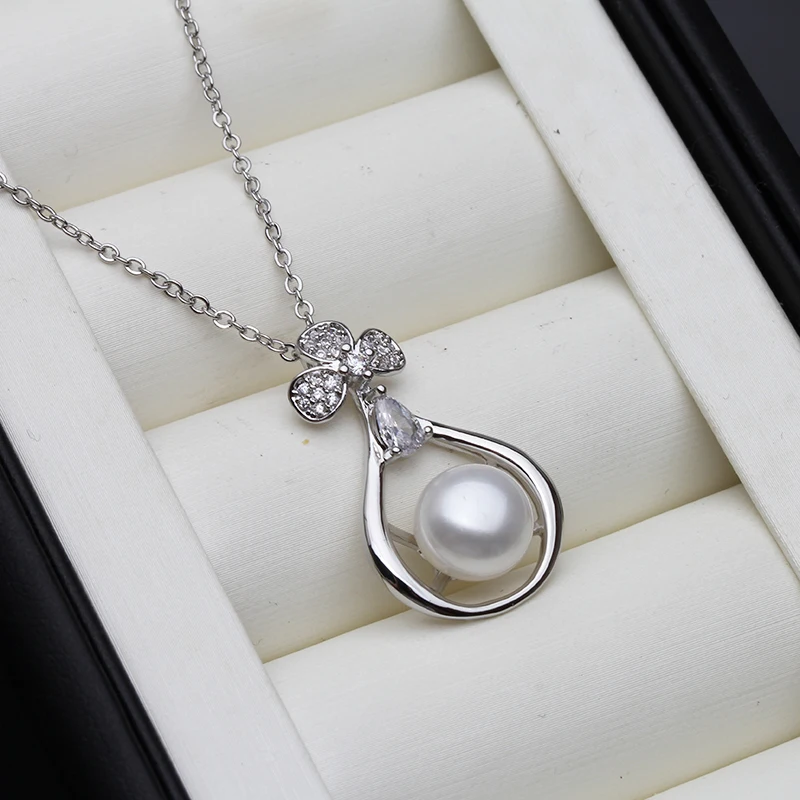 

2023 Vintage Natural Pearl Necklace For Women,Wedding 925 Sterling Silver Pearl Pendant Mother Anniversary Gift White