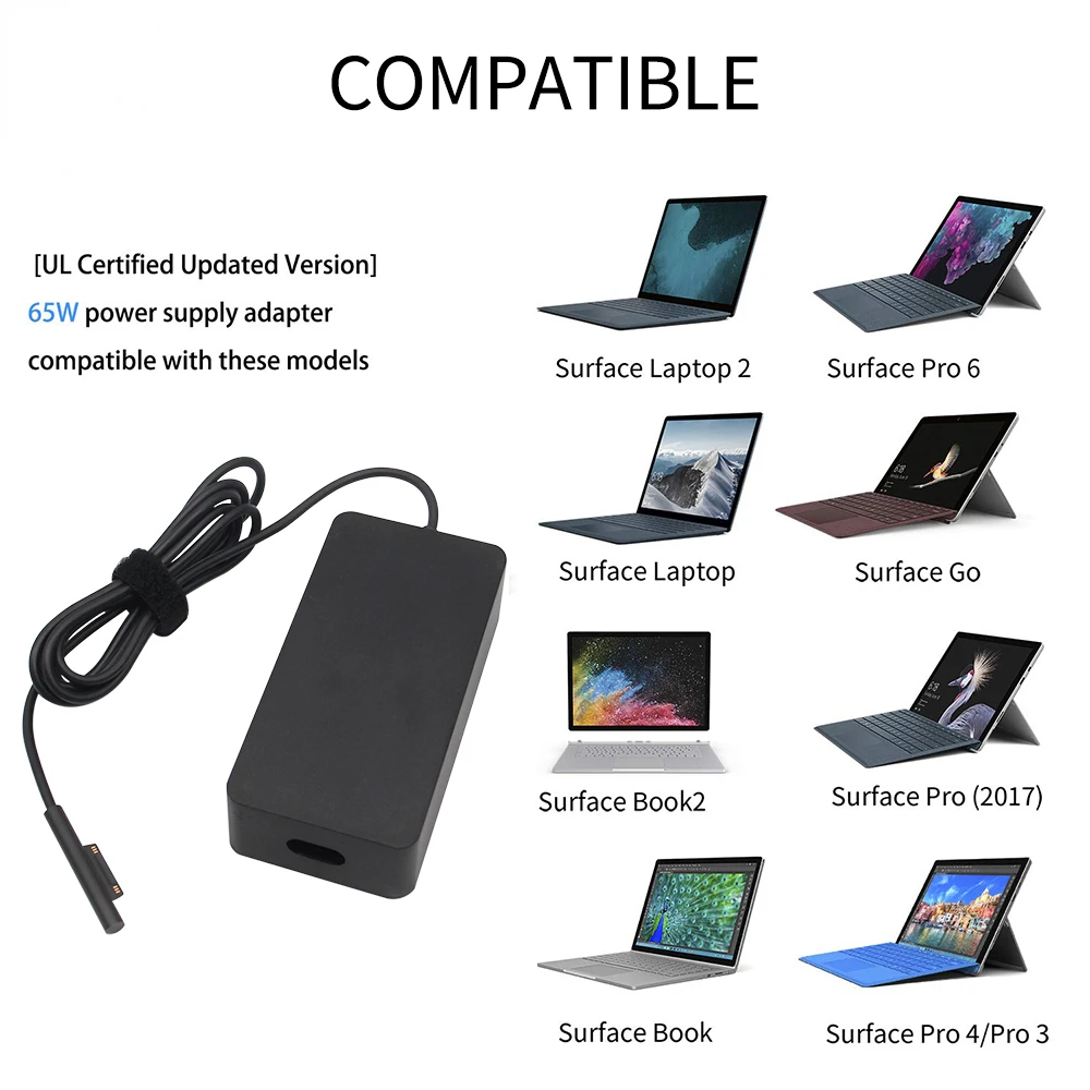 para Microsoft Livro de Superfície Pro3 Pro4 Pro Pro Pro7 Adaptador de Energia 1706 Carregador Carga Rápida com 5v 1a Novo 15v 4a 65w - Imagem 3