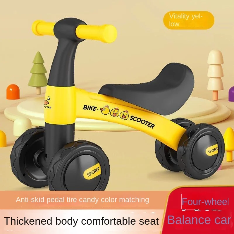 Cooya New Children's Balance Car Pedalless 1-3 Year Old Baby Scooter Children's Scooter Baby Walking Yo-yo Car Four Wheels