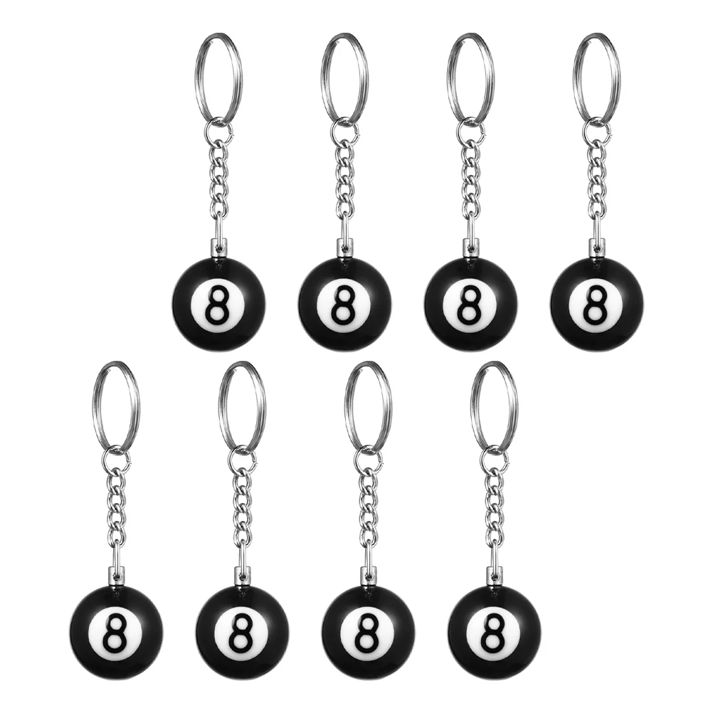 

8Pcs Billiards Keychains Billiards Ball Keyrings Decorative Billiards Ball Hanging Pendants Key Decors