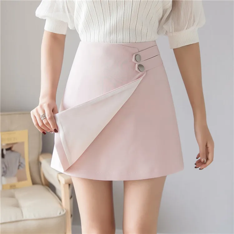 satin midi skirt A-line Mini Skirts Womens New Fashion High Waist Skirt Spring Summer Female Casual Short Skirts Korean Style Ladies Elegant Jupe black leather skirt