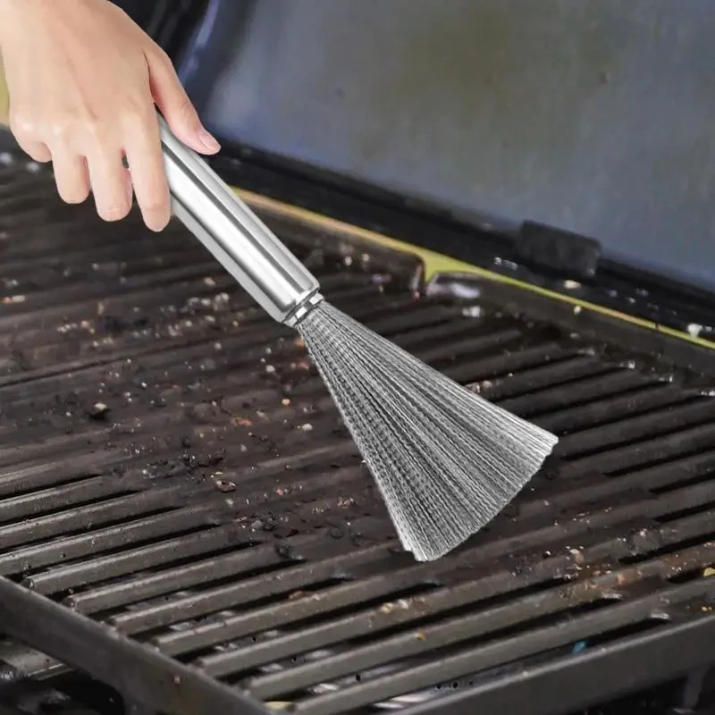 1/2PCS Stainless Steel Pan Brush Bowl Plate Long Handle Strong Decontamination Convenient Fast Sink Stove Kitchen Cleaning Tool